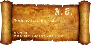 Modrovics Bartó névjegykártya